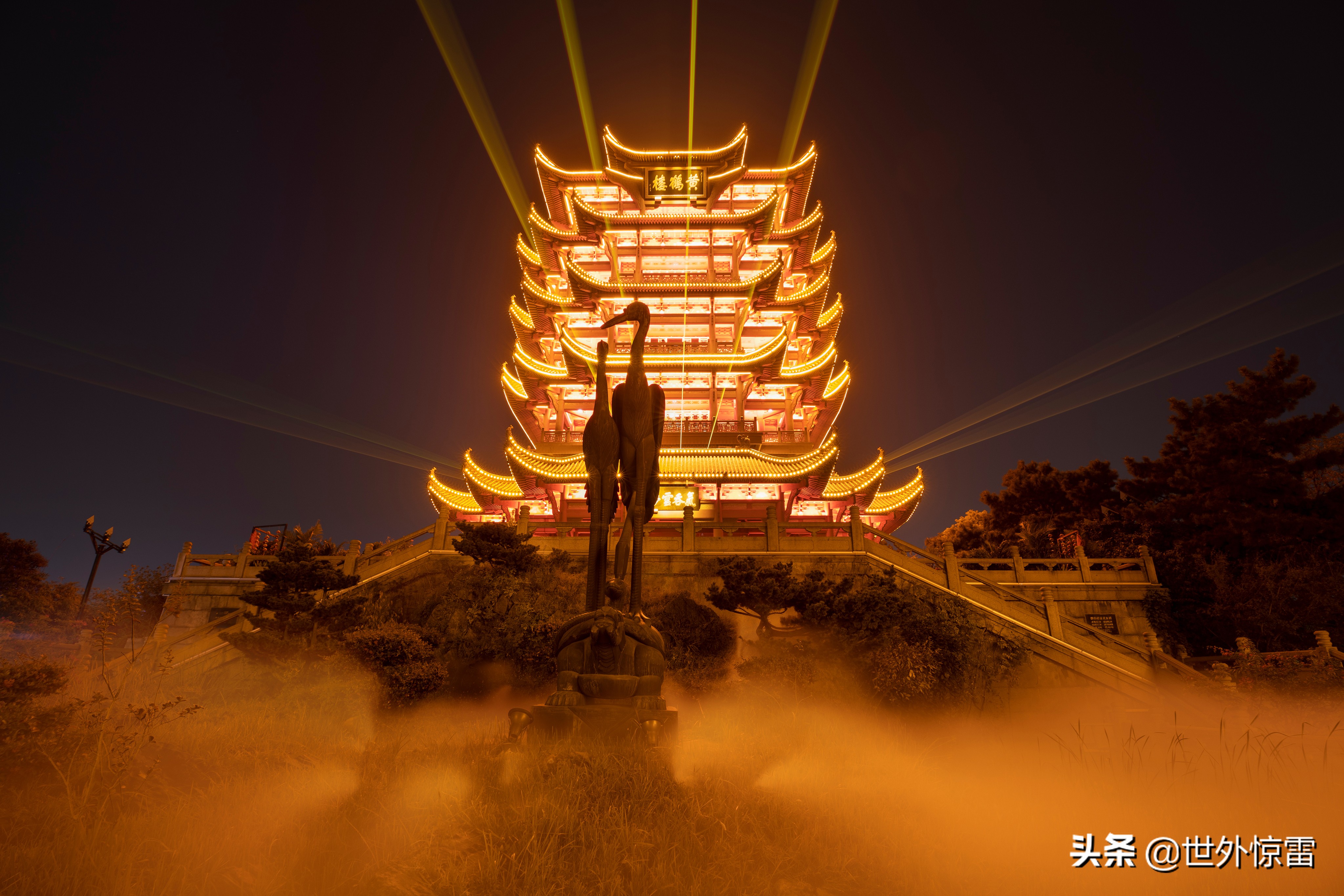 武汉黄鹤楼夜景灯光秀,武汉黄鹤楼摄影攻略