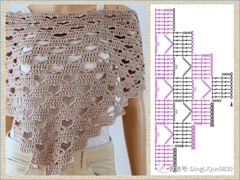 钩针钩贵夫人披肩最新花样图解,钩针夏河颜半圆形披肩图解
