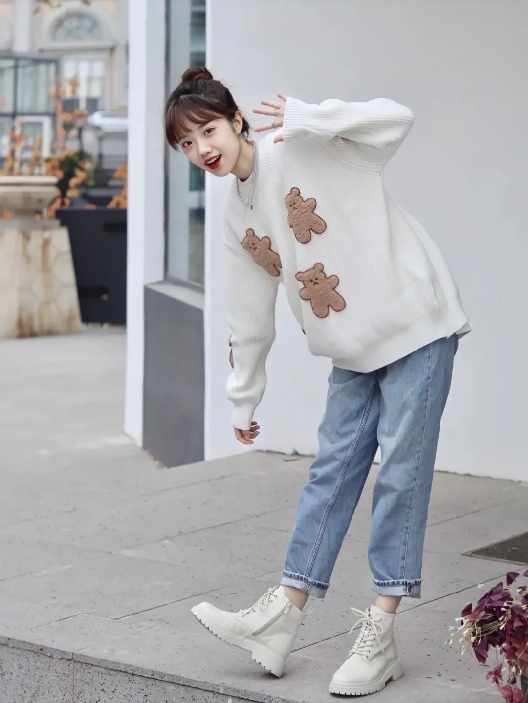 马丁靴冬天裤子,马丁靴长筒秋冬过膝搭配示范