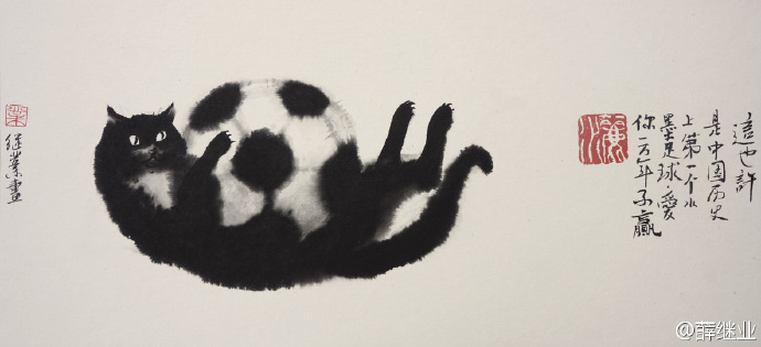 他画的猫，内心戏十足，还是个段子手，着实有趣