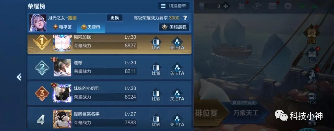 王者荣耀露娜全网最高战力,王者荣耀露娜战力最低地区查询