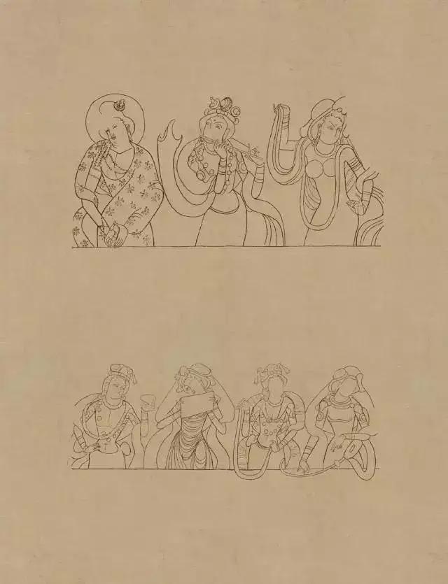 敦煌画线稿描摹,敦煌壁画白描勾线教程