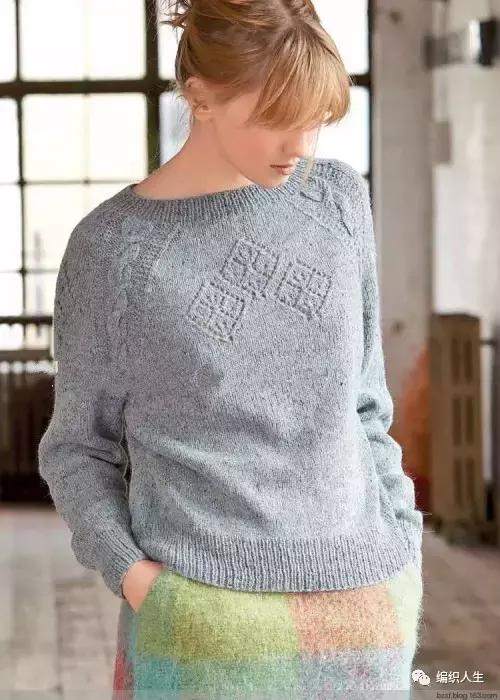 毛衣套头衫从上往下的编织教程,从领口往下育克圆肩套头衫图解