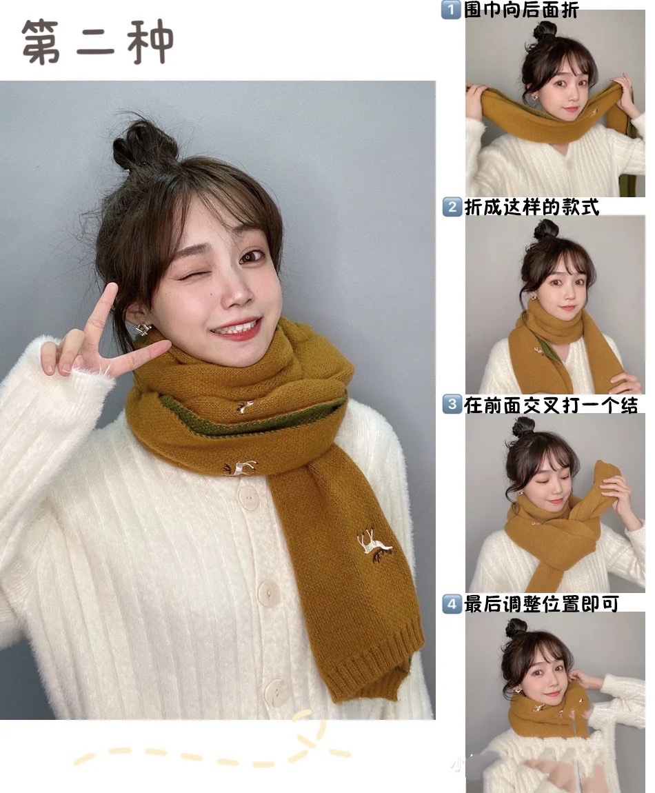 女式秋冬保暖长围巾,长围巾的秋冬各种围法