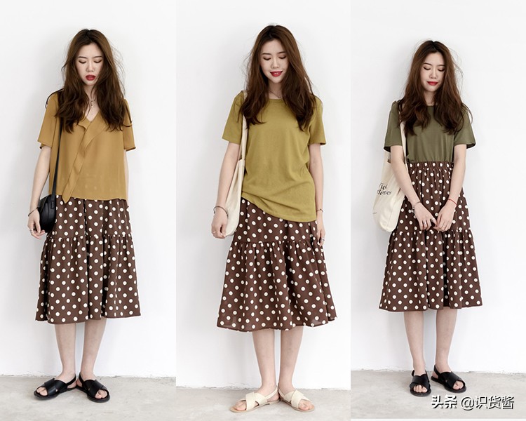 波点裙搭配清新时尚显年轻,时尚波点裙搭配打造都市知性美感