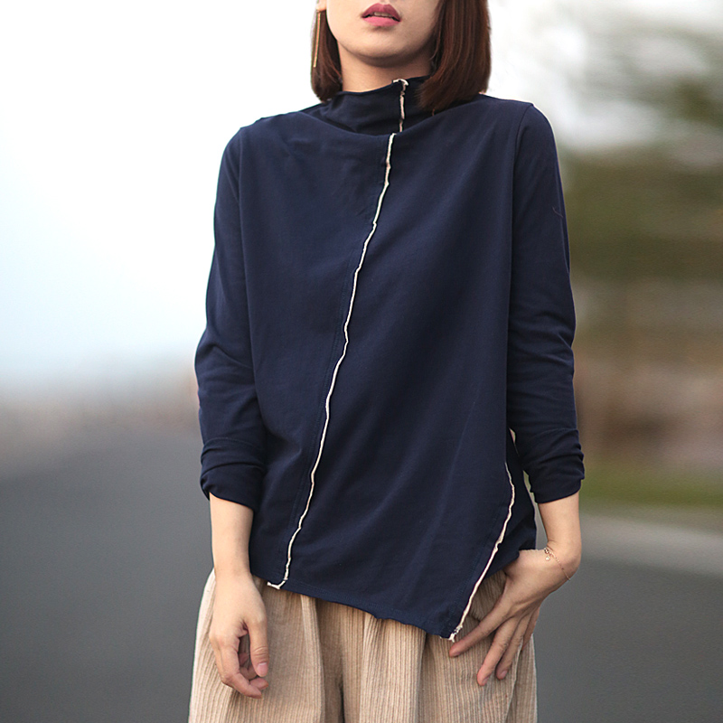 条纹宽松打底衫韩版慵懒风,韩版宽松大码中长款打底衫