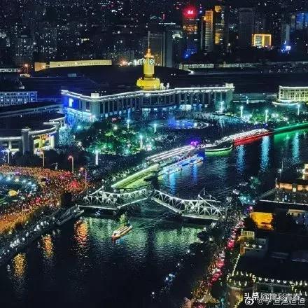 解放桥开启的精彩瞬间,天津解放桥开桥瞬间