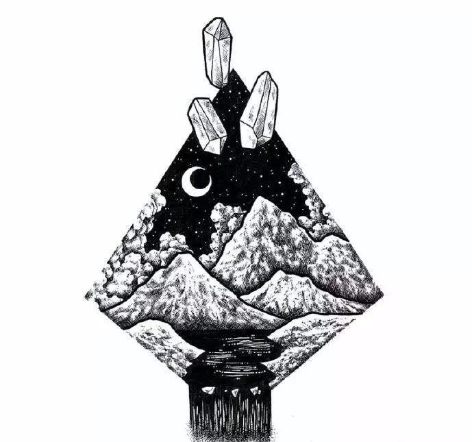 一组风格的插画,一组黑白线描画