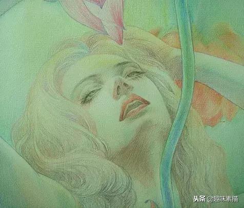 超精细彩铅人像素描,简单又漂亮的彩铅插画