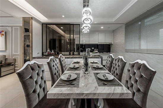 意式轻奢开放厨房装修风格,美式轻奢开放式厨房岛台效果图