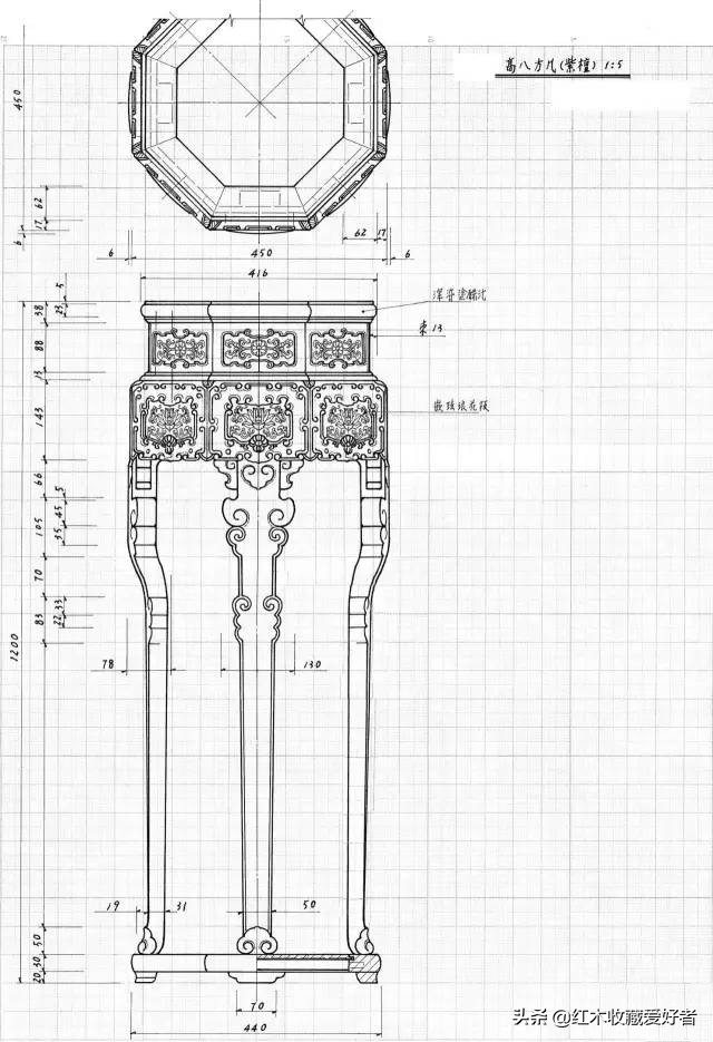 中国传统家具手绘三视图,古典家具设计图纸