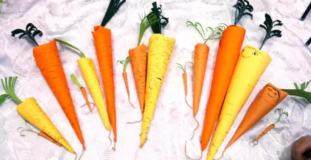 胡萝卜手工作品幼儿园简单教程,手工布艺胡萝卜制作过程图片