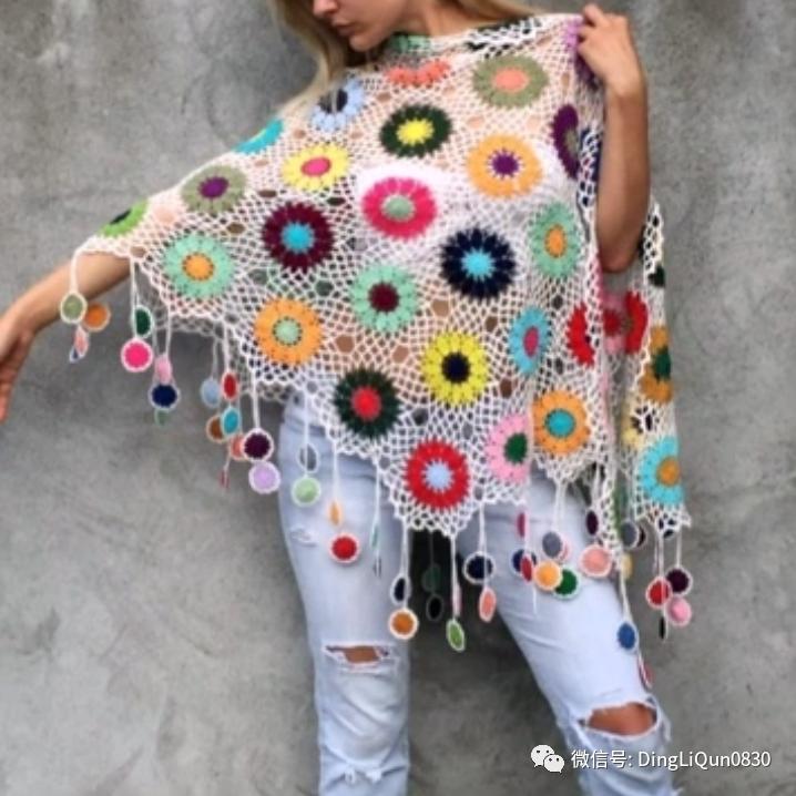 针织披肩作品,披肩花式围巾编织教程