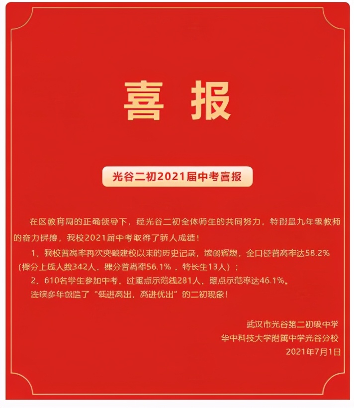 光谷四初喜报名单,光谷中考喜报名单