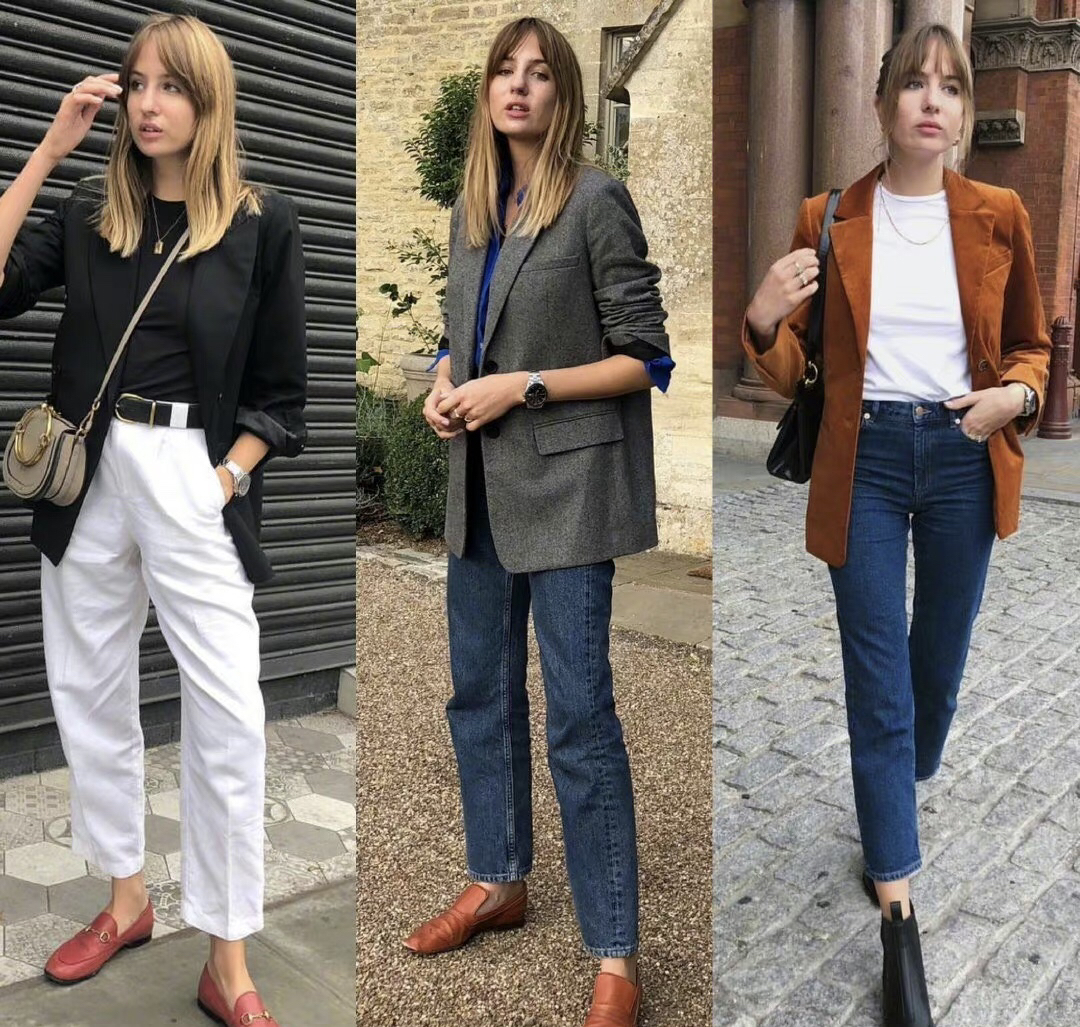 西装学着这样穿显得时髦又高级,过渡季西装这样搭不怕温差且时髦