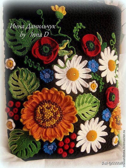 爱尔兰钩花拼出来的包包时尚大气