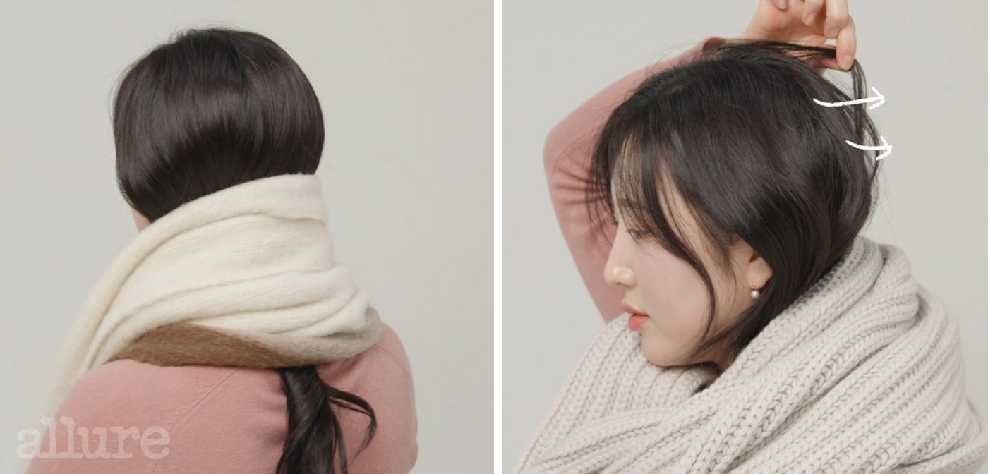 适合戴小熊帽子围巾的发型,扁头戴围巾的头发怎么弄