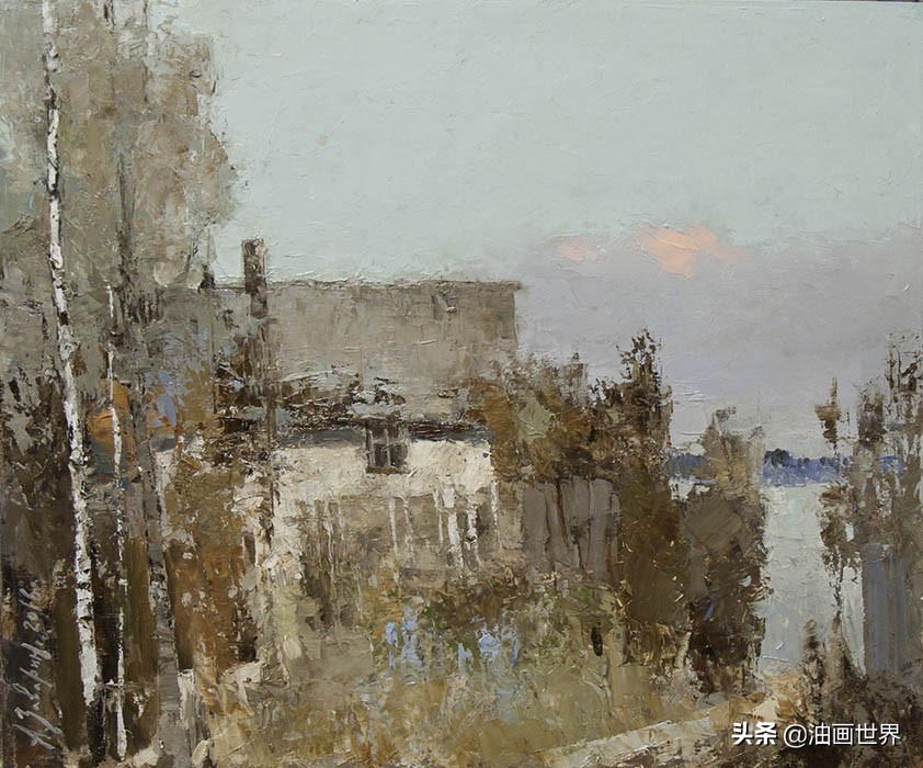 波澜壮阔雄壮唯美的风景油画,笔触风景画