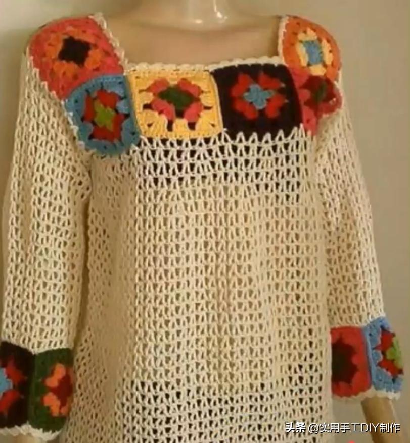 祖母方格编织长款外套教程,针织作品70款简约