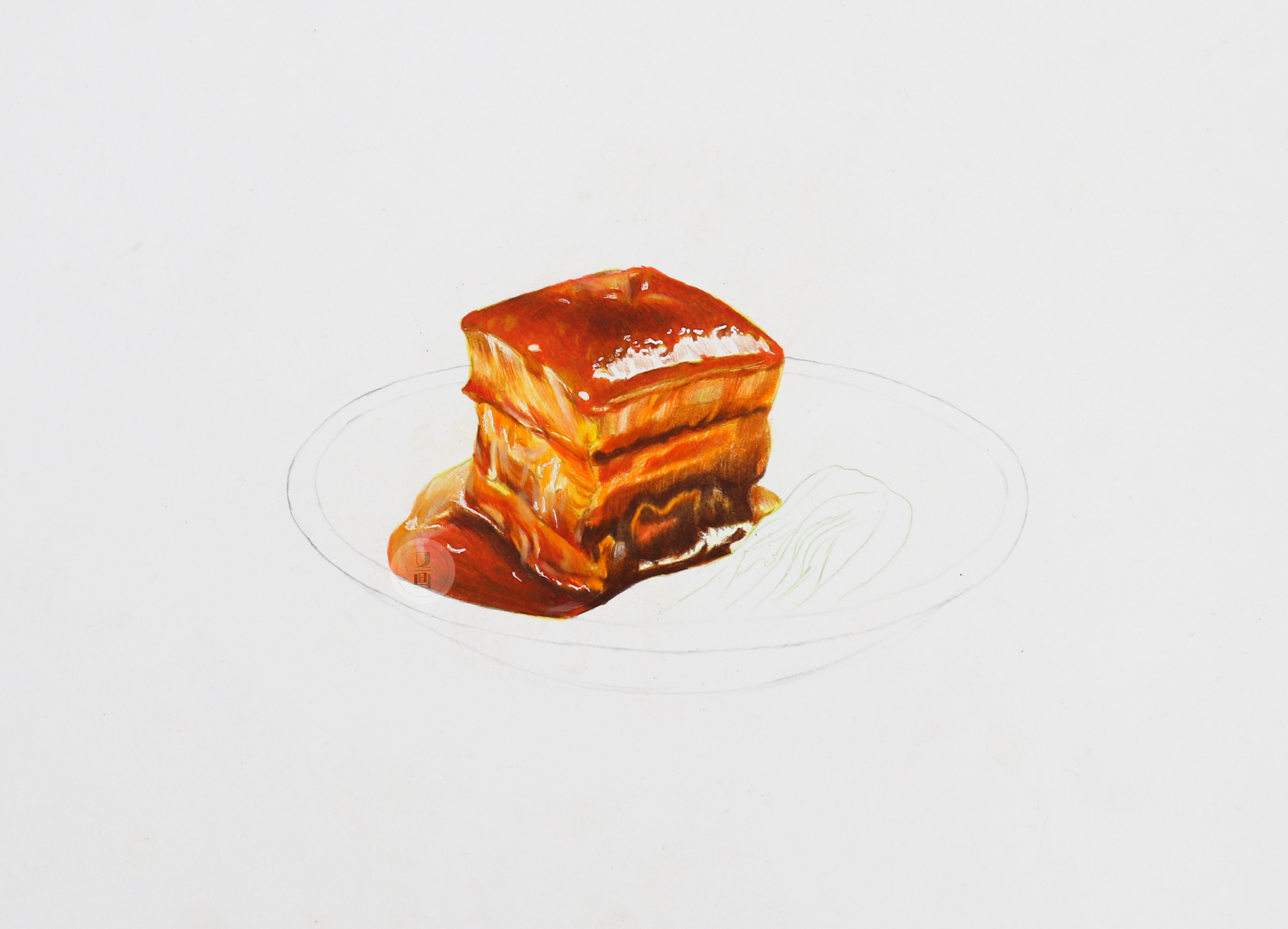 东坡肉绘画马克笔上色教程,彩铅东坡肉2代