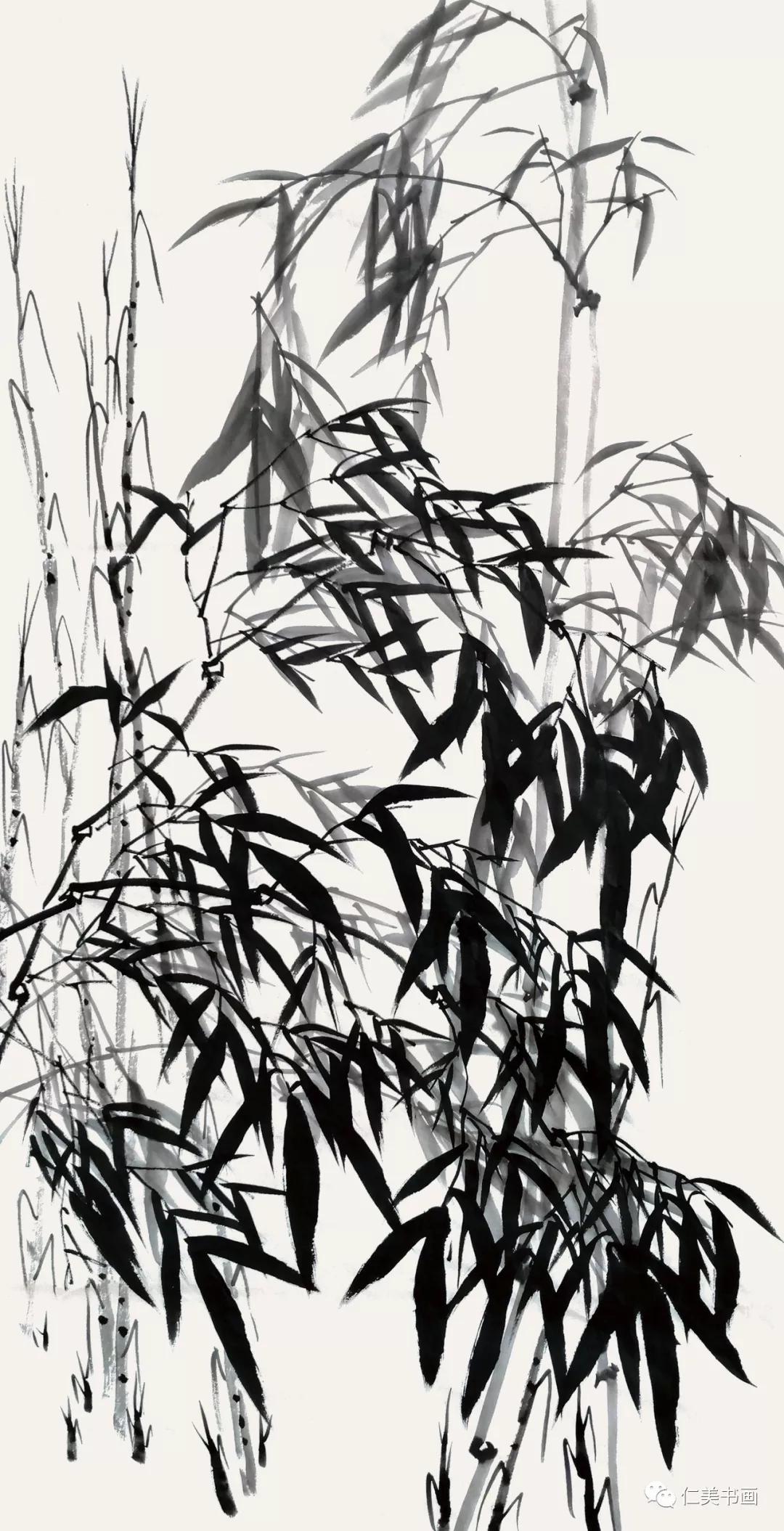 大师示范竹子竹叶的画法,一分钟教你竹叶的四种画法