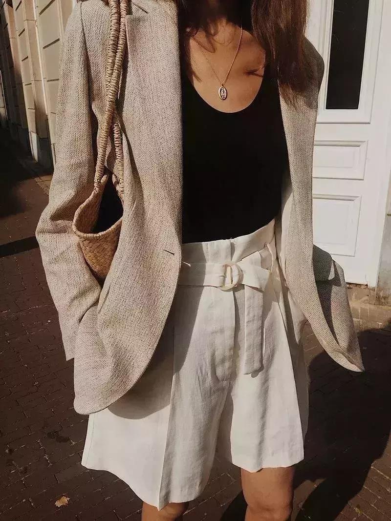 夏天亚麻显瘦气质套装,今夏流行穿亚麻高级爆了