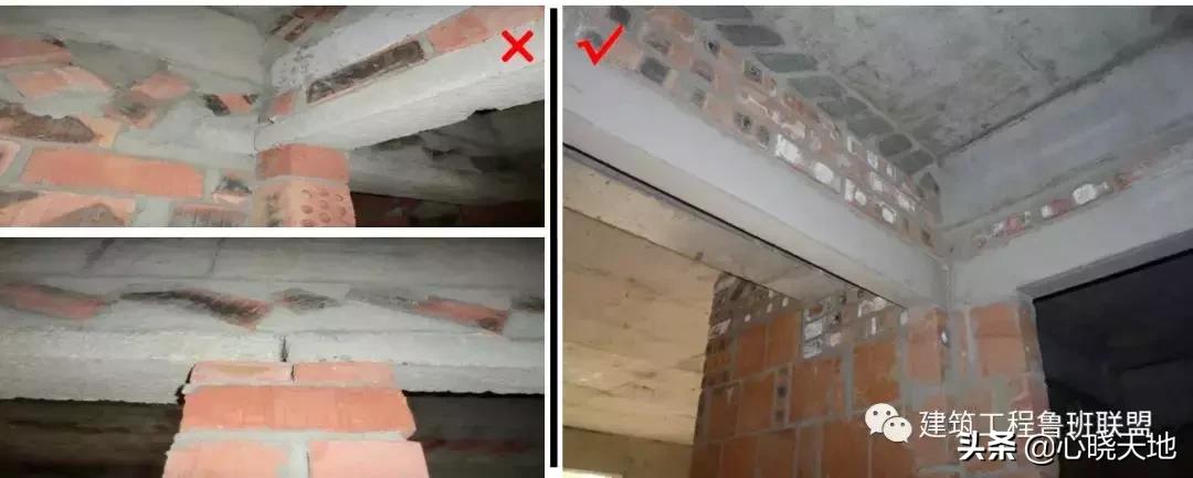 工程实例存在问题及原因分析,砌筑工程质量控制要点对比图