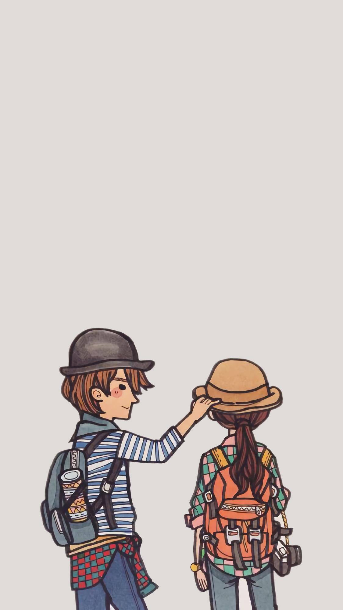 情侣生活插画手机壁纸,手绘情侣壁纸有爱