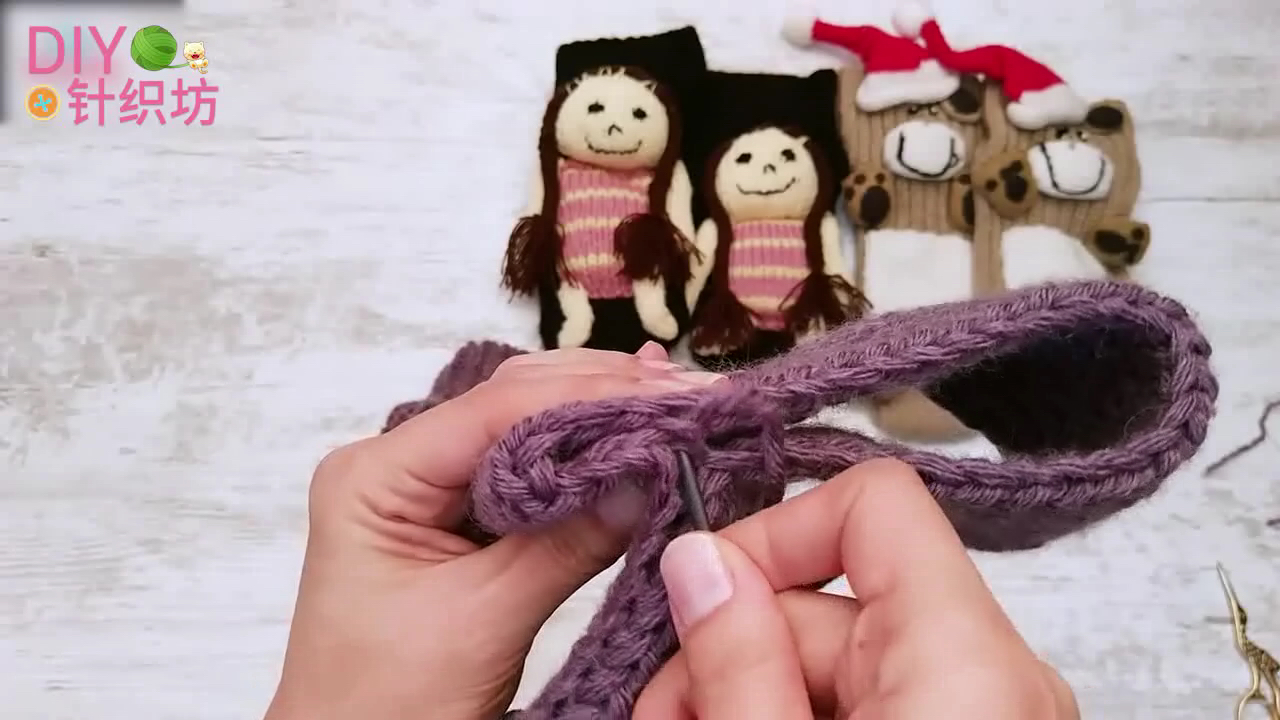 针织毛线袜的教程,家居袜棒针编织视频