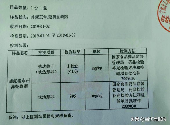 非法添加西地那非,永州异蛇鞭酒还生产吗