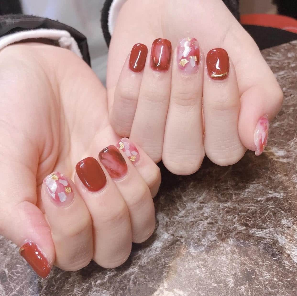 短款29号光疗晕染裸色贝壳美甲,贝壳美甲教程视频初学