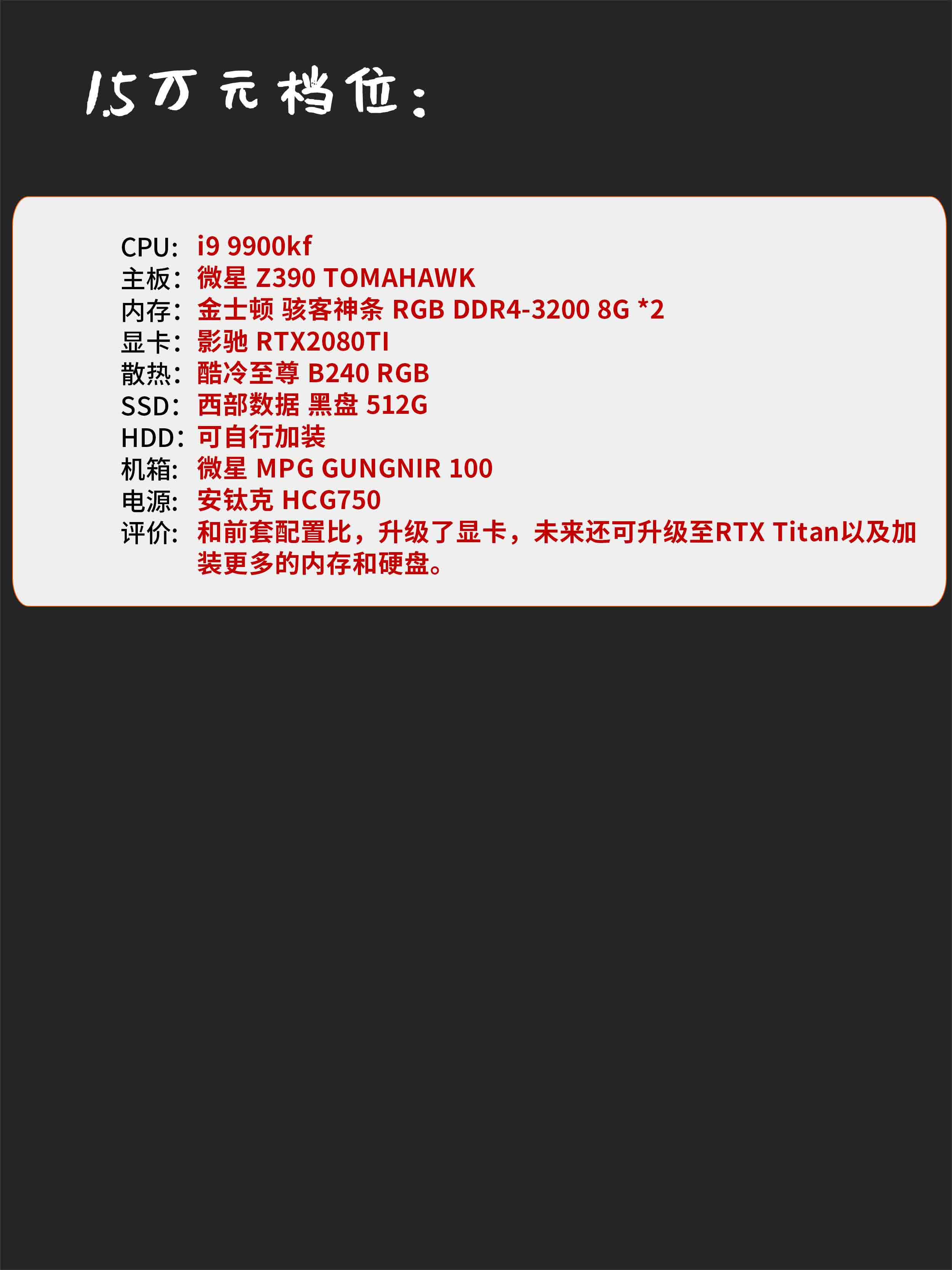 2019电脑装机单,2019电脑装机推荐万元机