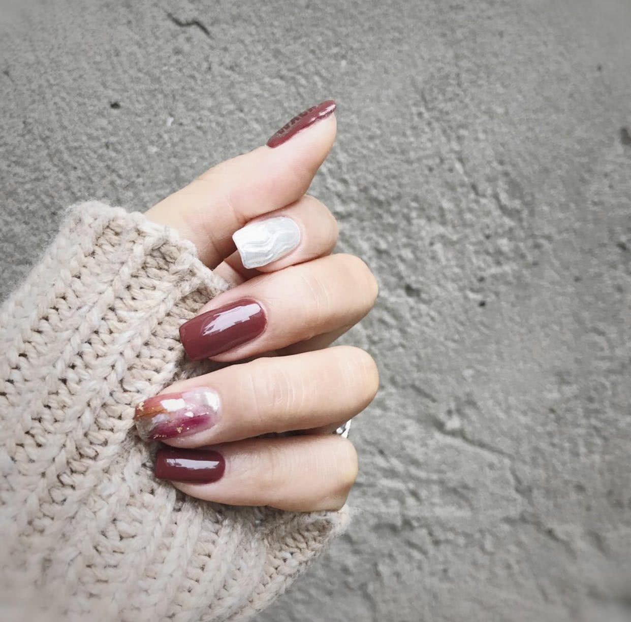 短款29号光疗晕染裸色贝壳美甲,贝壳美甲教程视频初学