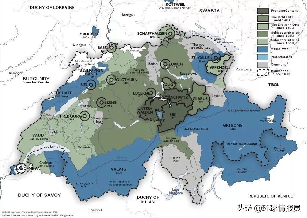 瑞士国土为什么那么小,瑞士领土历史
