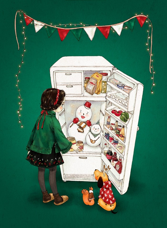 韩国插画师森林女孩日记图文,水彩插画森林女孩日记