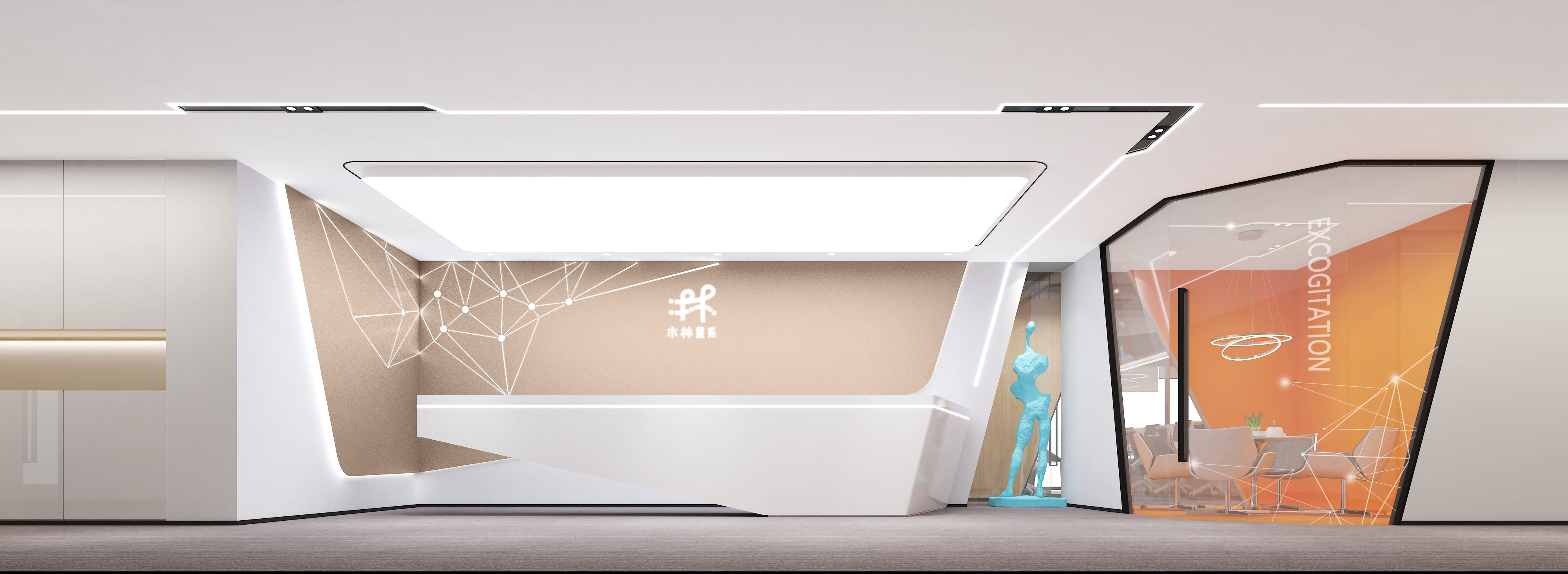 最新办公室现代风设计,小型办公室前台背景墙设计效果图