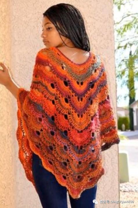 斗篷披肩钩花图样,针织披肩花样图片大全