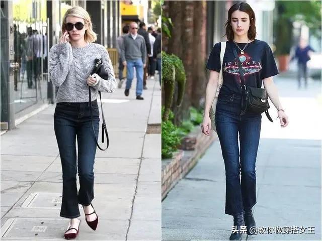 今年最火的喇叭裤窄版阔腿牛仔裤,今年最火的裤子显瘦喇叭裤
