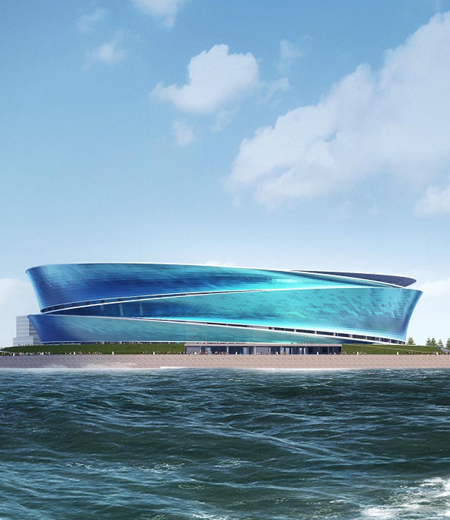 大连梭鱼湾专业足球场膜结构,鸟瞰大连梭鱼湾足球场