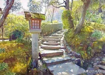 日本淡彩水彩画,日本富士山水彩画欣赏