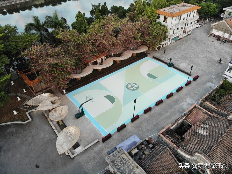 长岐古村篮球场,长岐古村竹廊