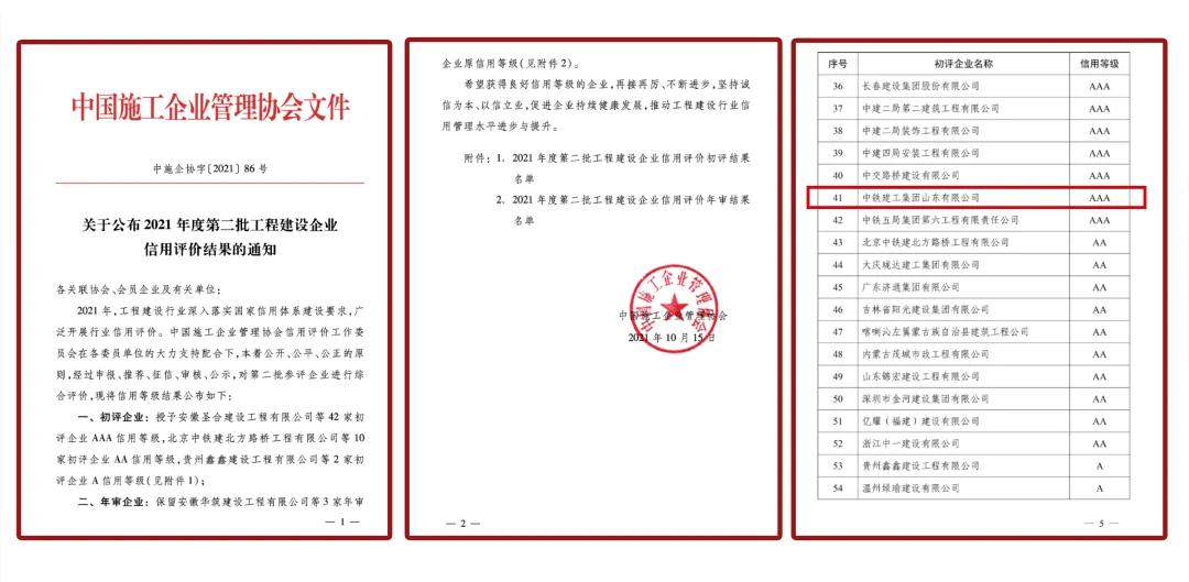 中铁建工集团有限公司山东公司,中铁中建荣誉证书