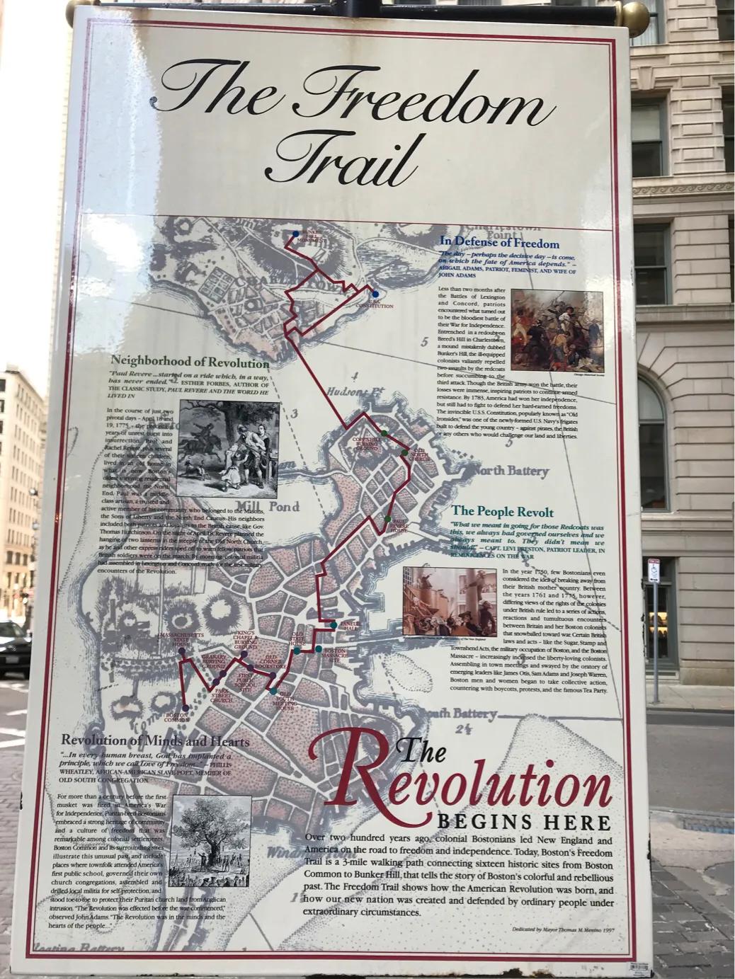 波士顿必去的五个景点,波士顿自由之路中文高清地图