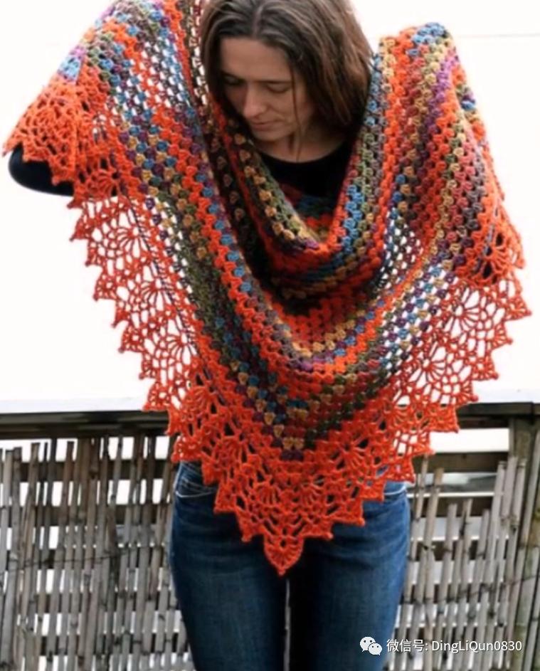 披肩围巾两用针织方法,针织时髦的新型披肩