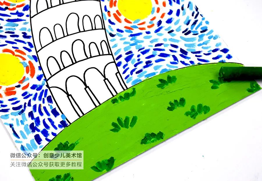 乐绘分享儿童绘画比萨斜塔,拯救比萨斜塔儿童画