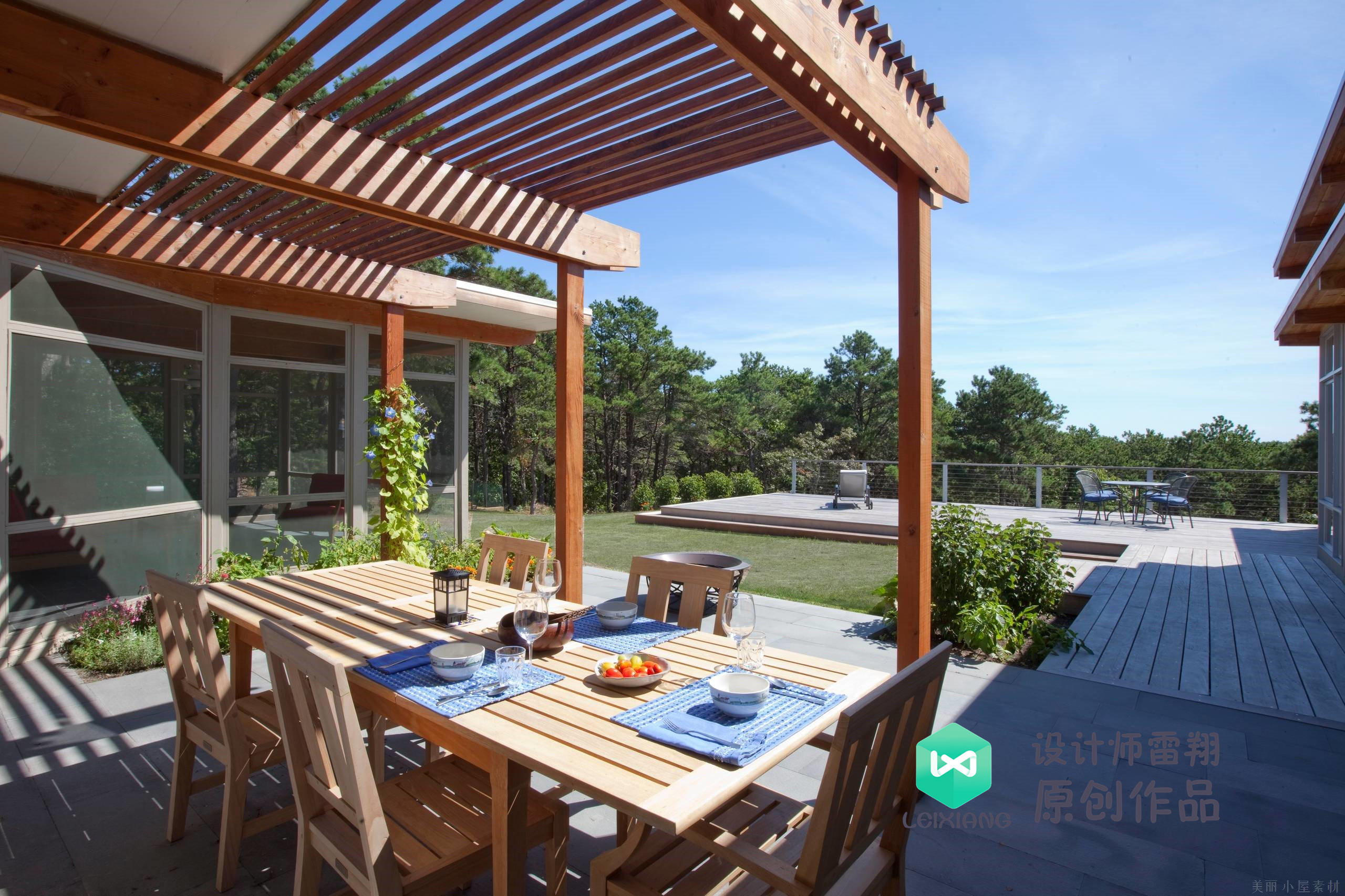 庭院防腐木颜色搭配效果图,庭院怎么铺装防腐木