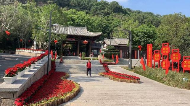 迎国庆街景,迎接国庆换上崭新的国旗