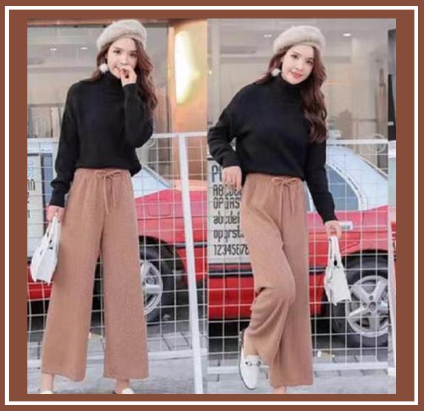 秋冬羊毛针织阔腿裤怎么搭配上衣,毛衣阔腿裤冬天这样穿才洋气