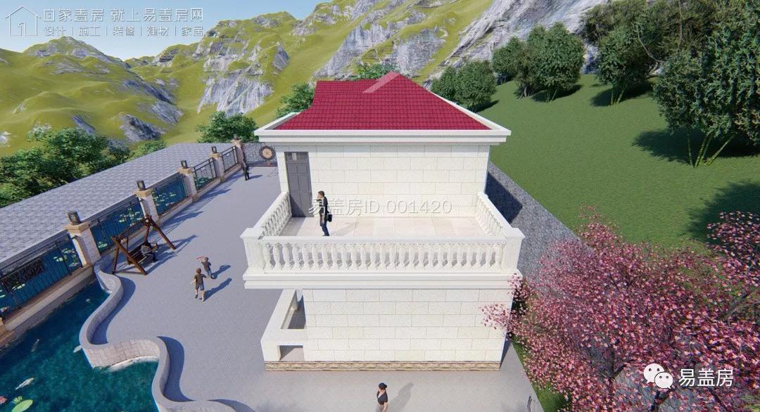 80平米经典欧式二层小别墅设计图,13.6米面宽带小院的欧式二层别墅