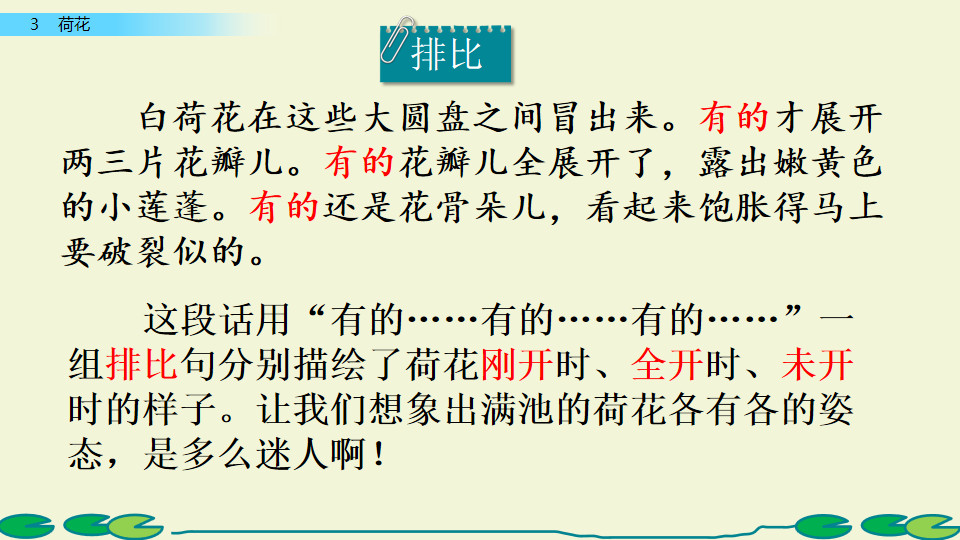 三年级下册语文荷花小练笔200字,三年级下册语文3课荷花课文讲解